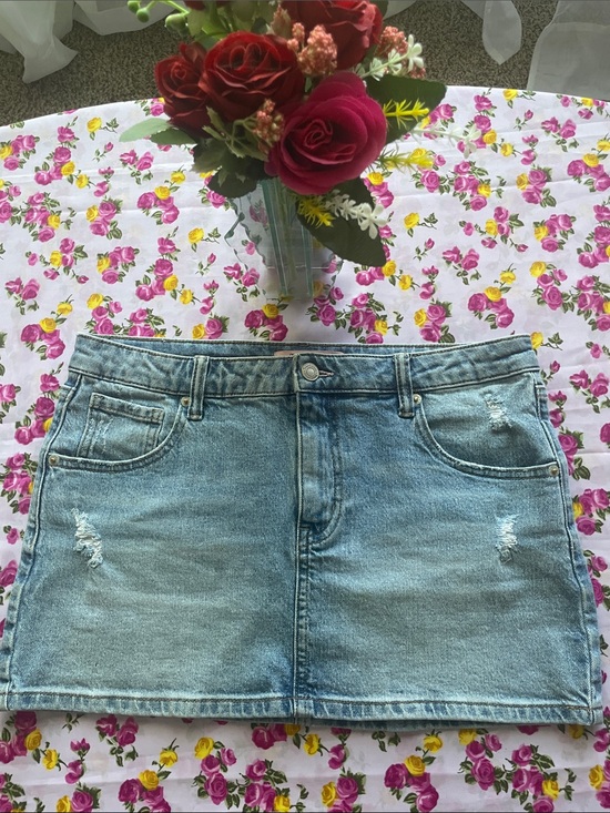 Juicy Couture Dresses & Skirts - Juicy Couture Light Blue Distressed Denim Mini Skirt
